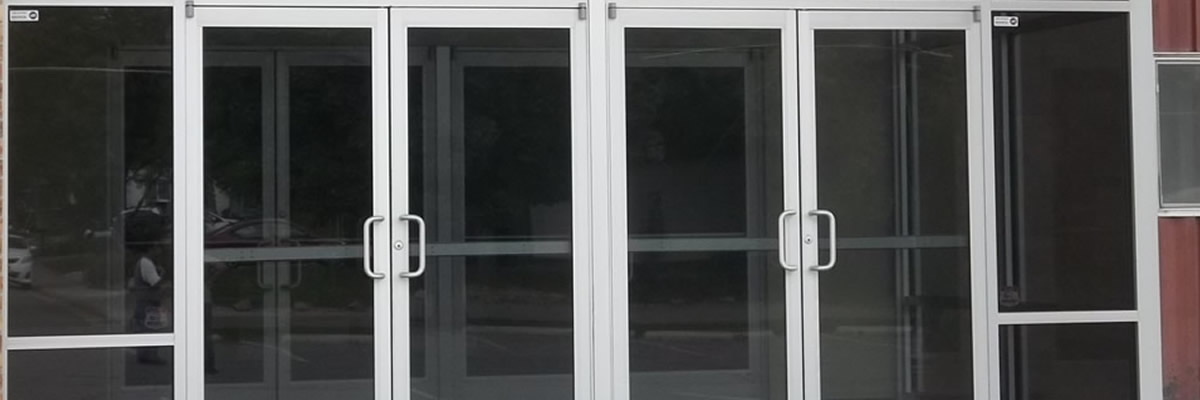 Commercial storefront glass doors installed by A&A Glass Co.
