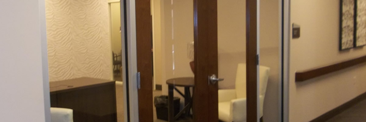 Elegant office glass partition installed by A&A Glass Co.